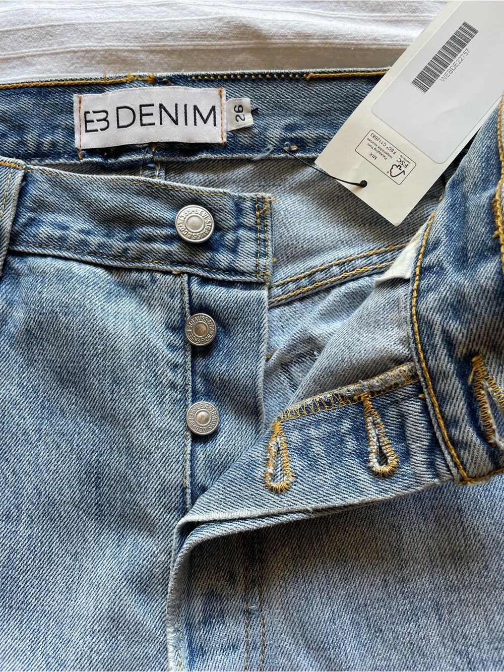 EB Denim Light Blue Reconstructed Button-Fly Flare Jeans - Picture 5 of 7